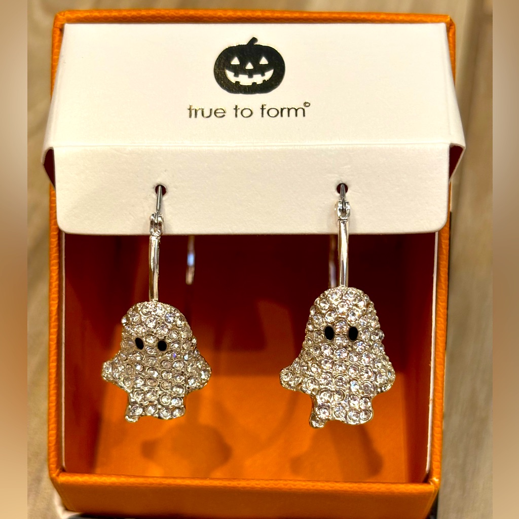 Nib Silver Sparkly Ghost Drop Earrings 40$